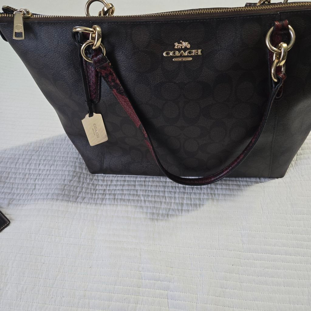 Women's Coach Ava Brown & Black Monogram Tote Bag F68103